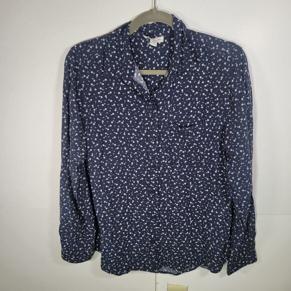 beachlunchlounge Tops - Beachlunchlounge Navy Floral Button-Up Long Sleeve Shirt  Size M/M